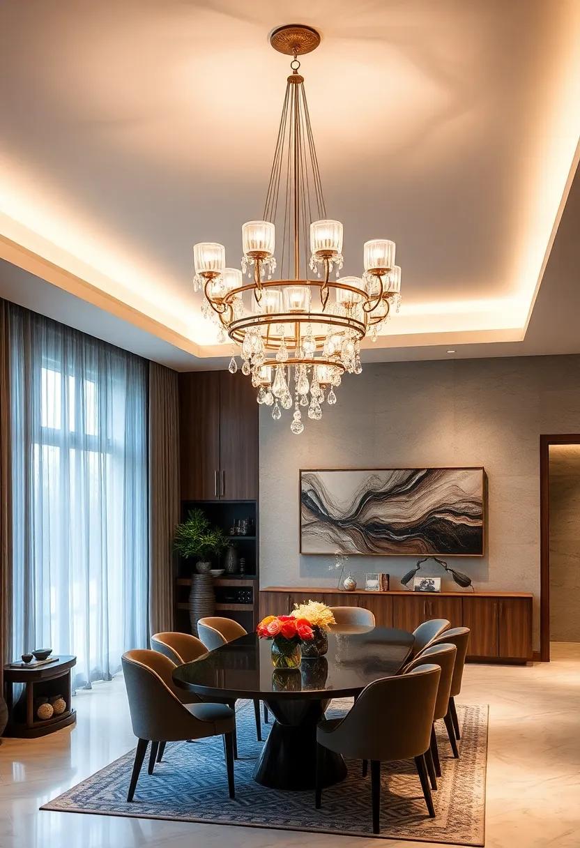 Suspended⁢ elegance:‍ A multi-tier⁢ chandelier that⁢ hangs delicately ⁤from the ceiling, creating a breathtaking three-dimensional effect