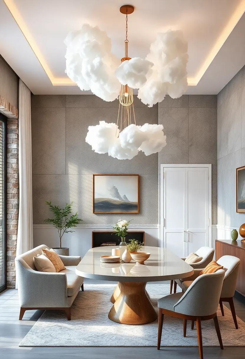Whimsical clouds: ‍A⁢ cotton-like chandelier resembling​ fluffy clouds,‍ adding a ⁢playful element to a whimsical dining room ‌ambiance