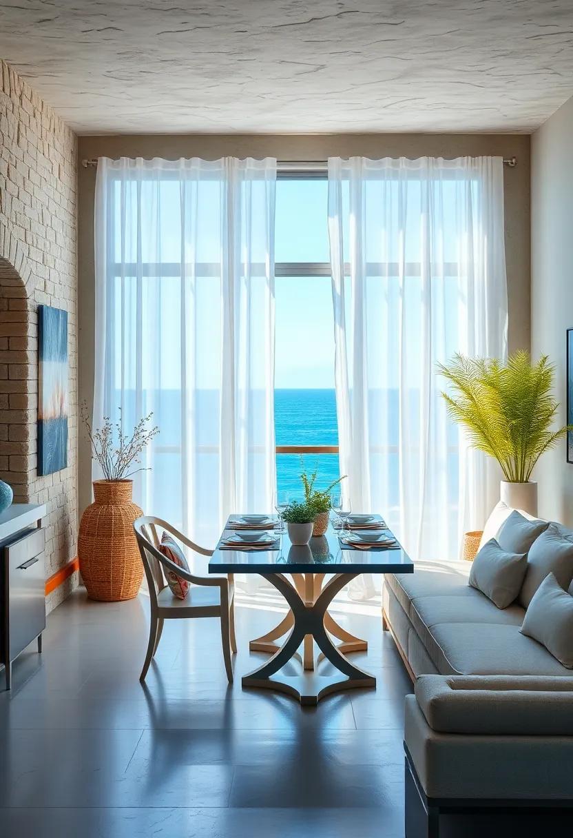 Lightweight Woven Rattan Chairs Surrounding a Driftwood Table Under a Linen Canopy Breeze