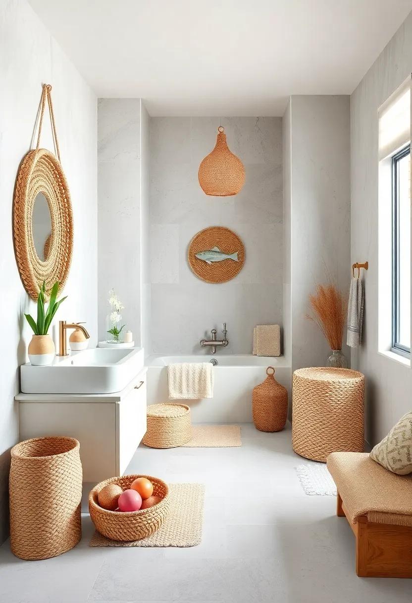 Mixing Woven Baskets and Ceramic Fish Motifs to Evoke a Playful Beach Vibe