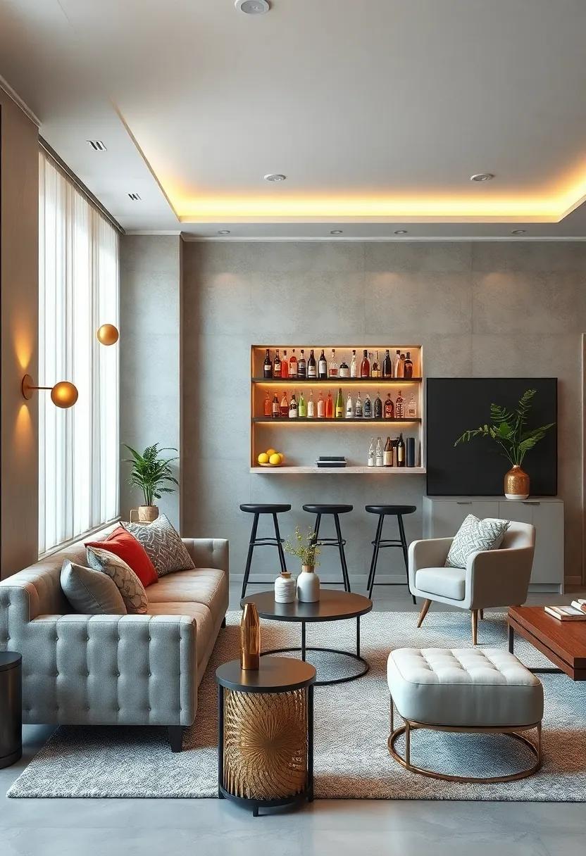 Blending Contemporary Metallic Accents With Compact Bar Elements for a Chic Urban Look