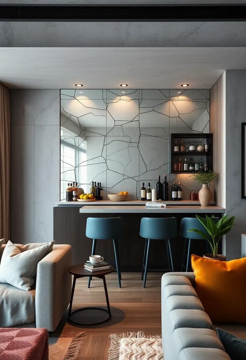 Incorporating Mirrored Backsplashes to Create the Illusion of Spaciousness in Tiny Bar Areas