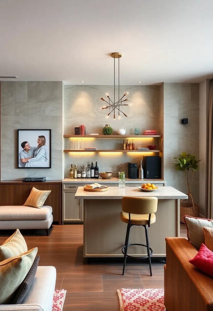 Optimizing Space With Rolling Bar Islands That Offer Flexibility and Storage in Small Rooms