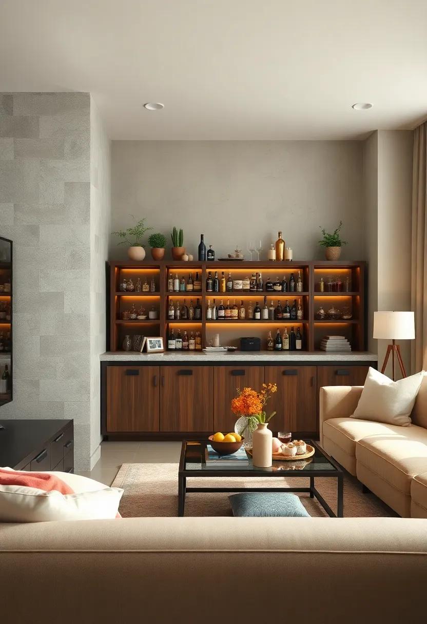 Organizing Spirits and Mixers in Label-Facing Bins for An Easy-to-Navigate Home Bar Setup