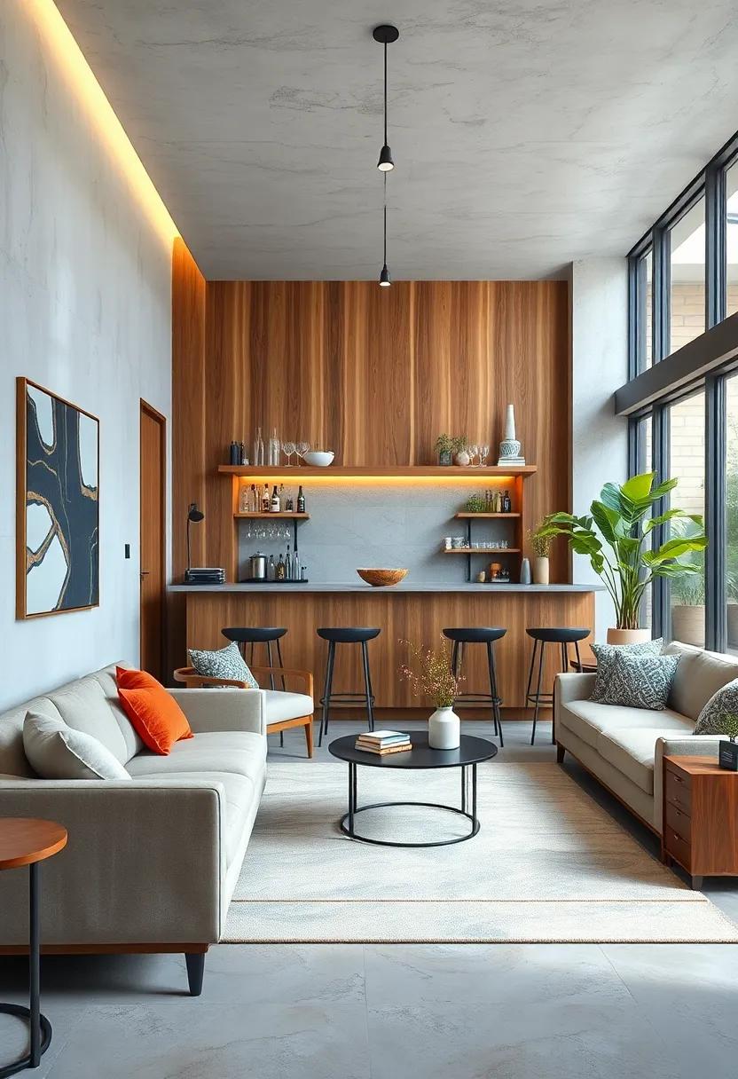 Using Natural Wood Finishes to Add Warmth and Texture in Small Living Room Bar Designs