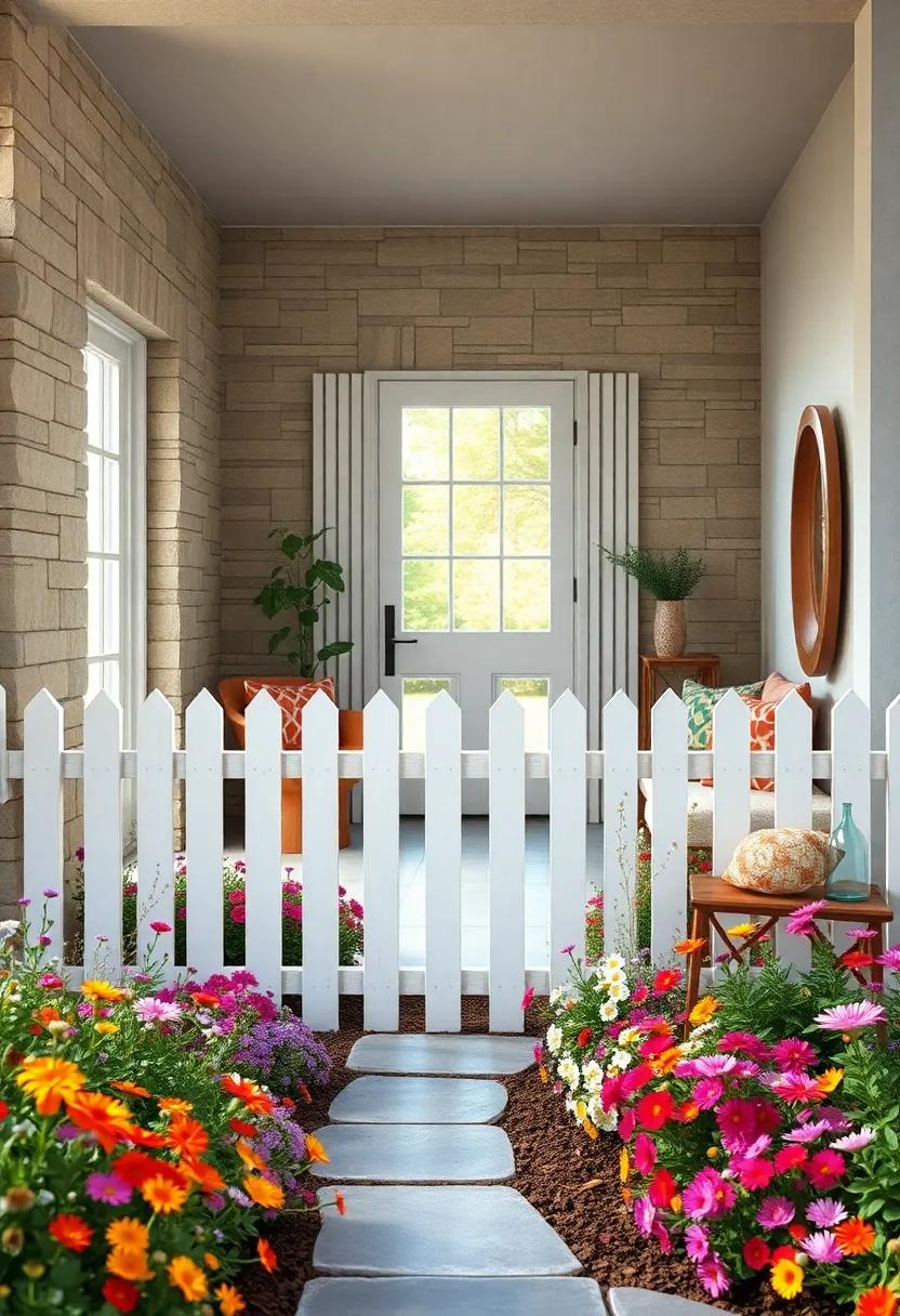 A Quaint White Picket Fence Surrounding a Vibrant Wildflower Bed Overflowing With Cottagecore Charm