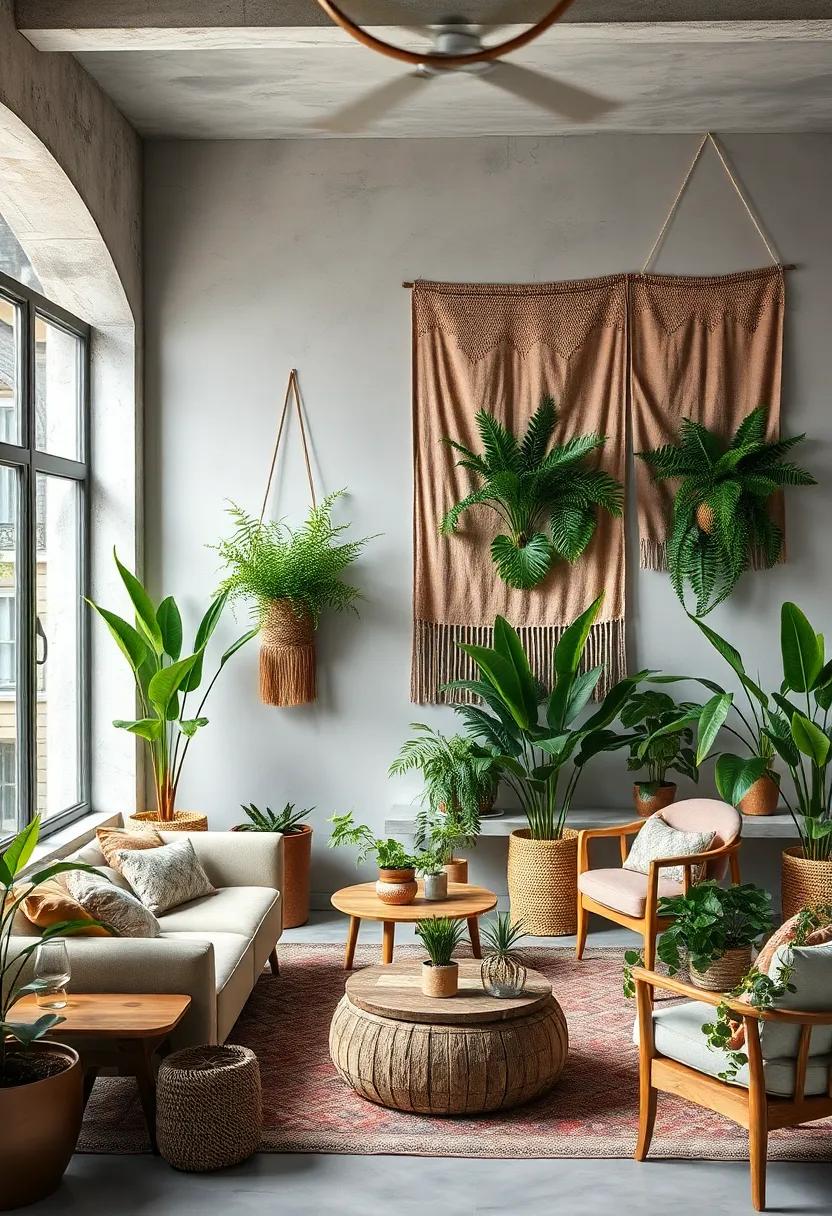 A Symphony of Ferns and Vintage Fabrics in Eclectic Bohemian Wall Hangings