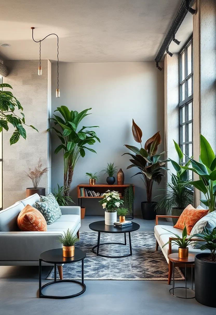 Blending Variegated Foliage with Industrial Elements for Striking Urban Plant Displays