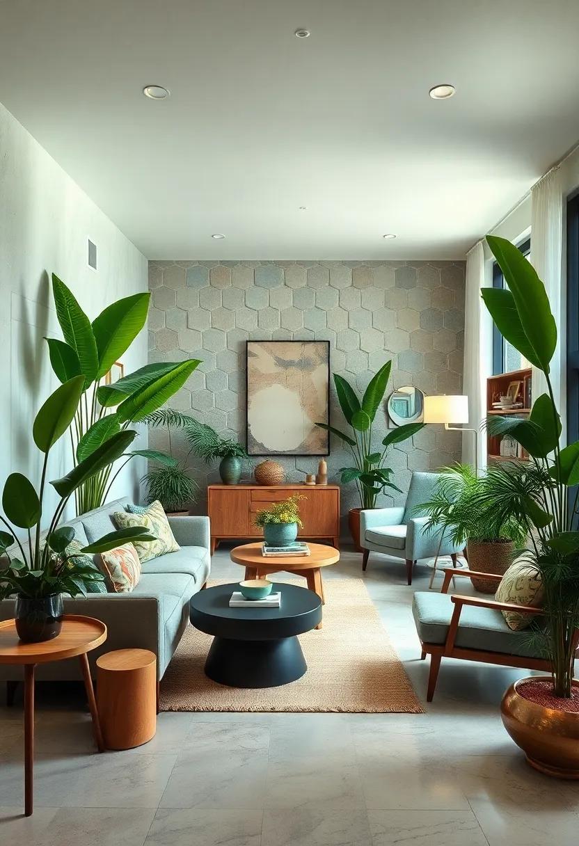 Fusing Tropical Plants with Mid-Century Modern Furniture to Create Bold Visual Statements