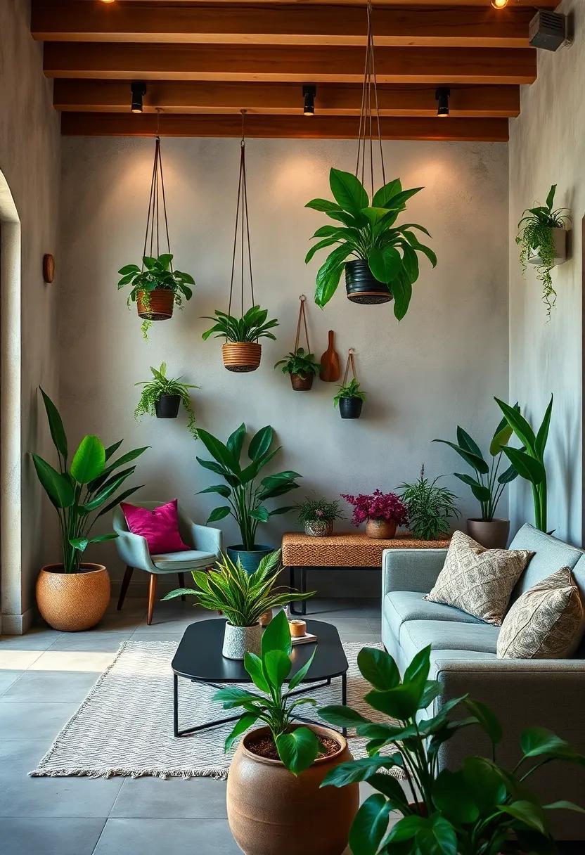 Contrasting Leaf Shapes and Textures in Hanging Planters for Dynamic Vertical Gardens