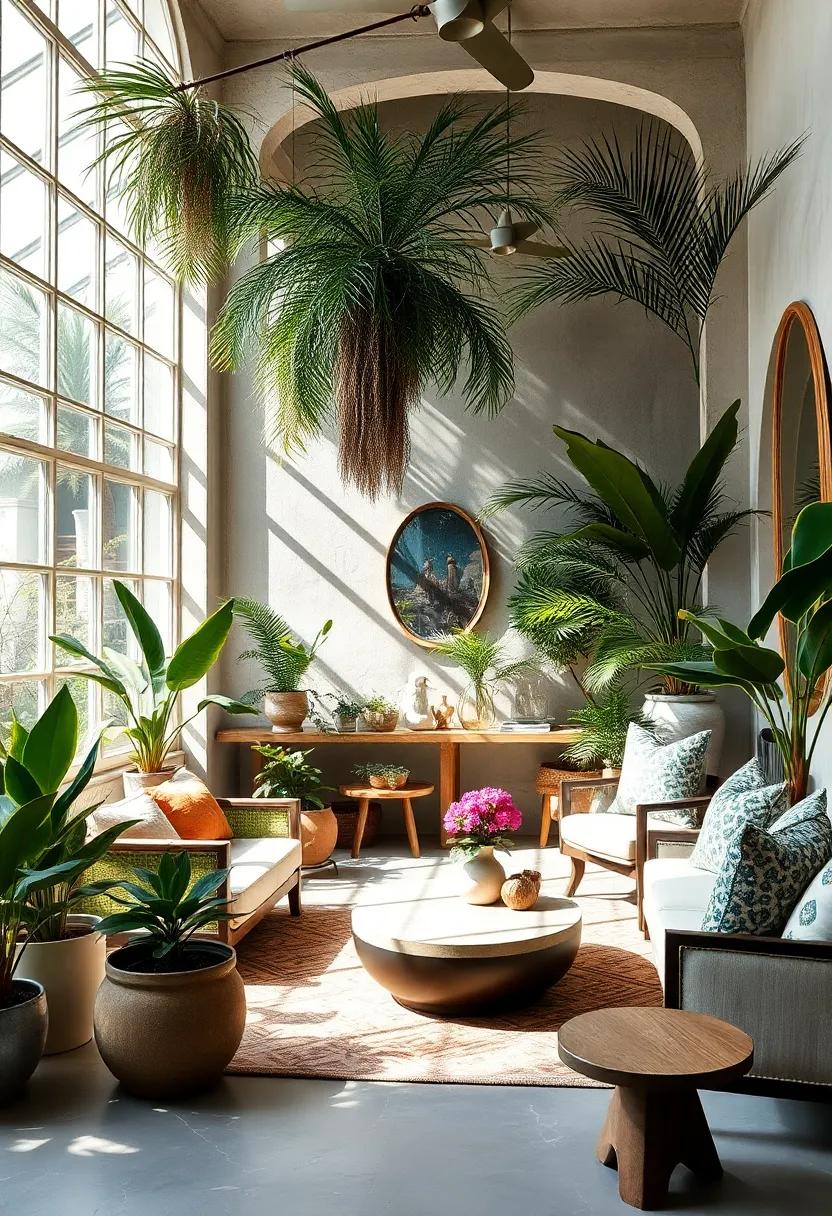 Sun-Lit Conservatories Filled with Mixed Palms and Antique Mirrors to Enhance Spaciousness