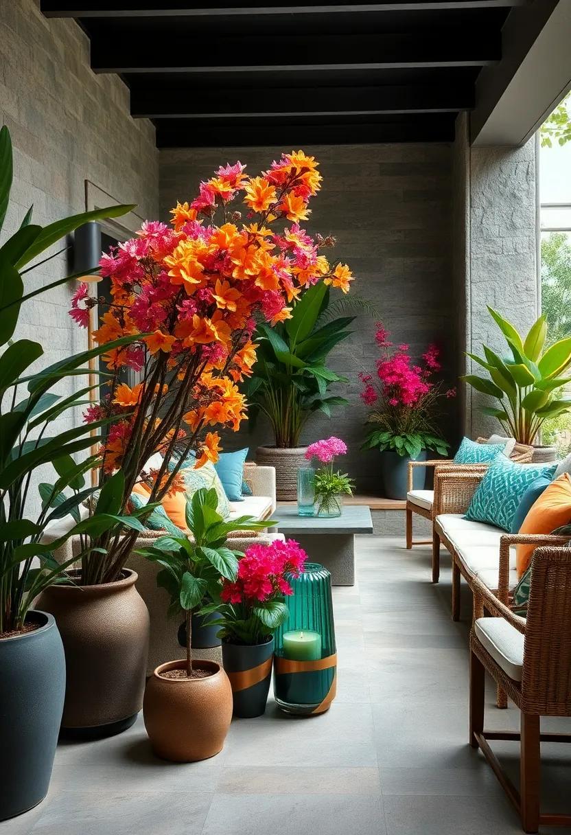 Bright Blooms Entwined with Recycled Glass Objects for Eclectic Outdoor Installations