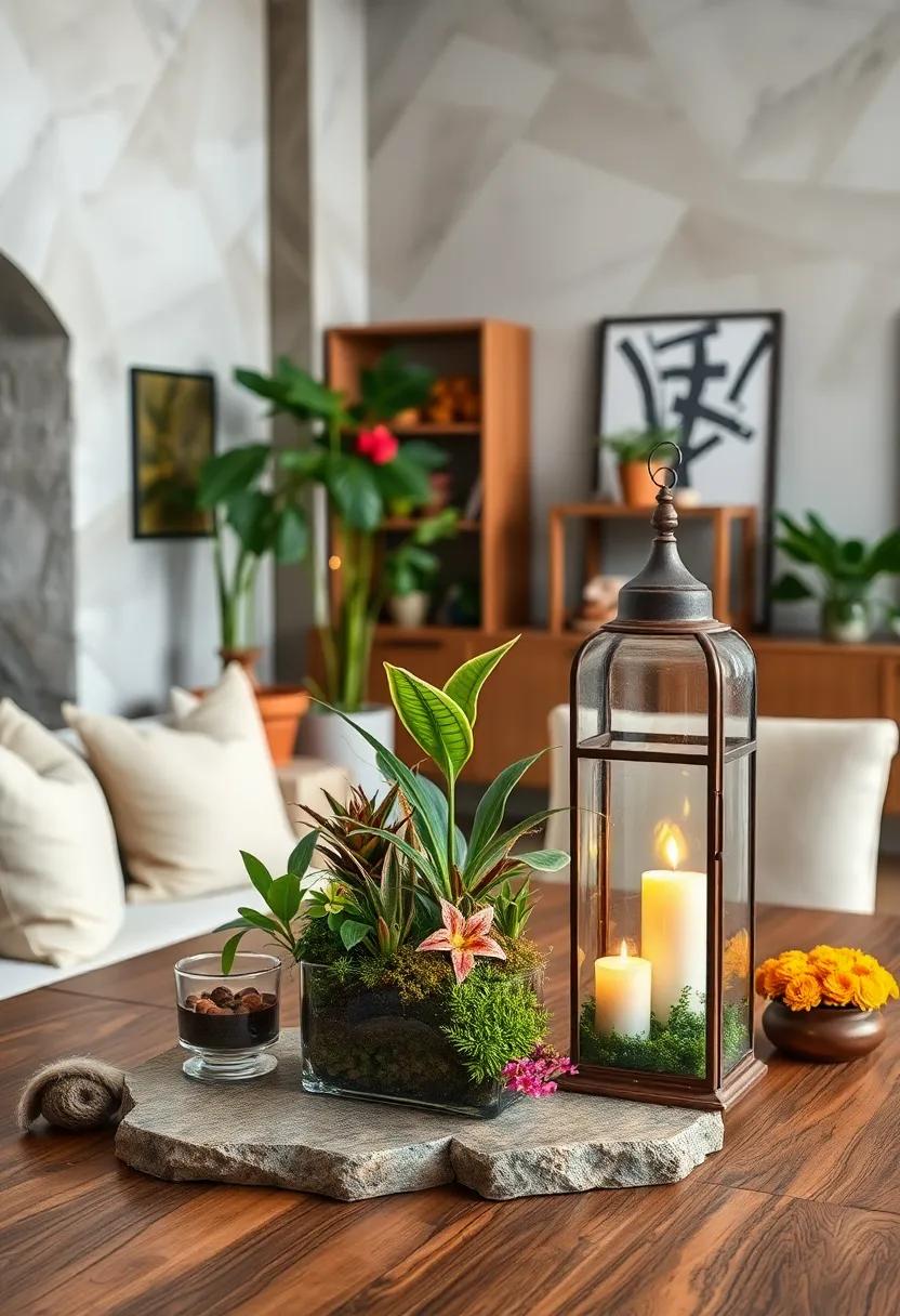 Creating Miniature Jungle Terrariums Inside Antique Glass Lanterns for Unique Centerpieces