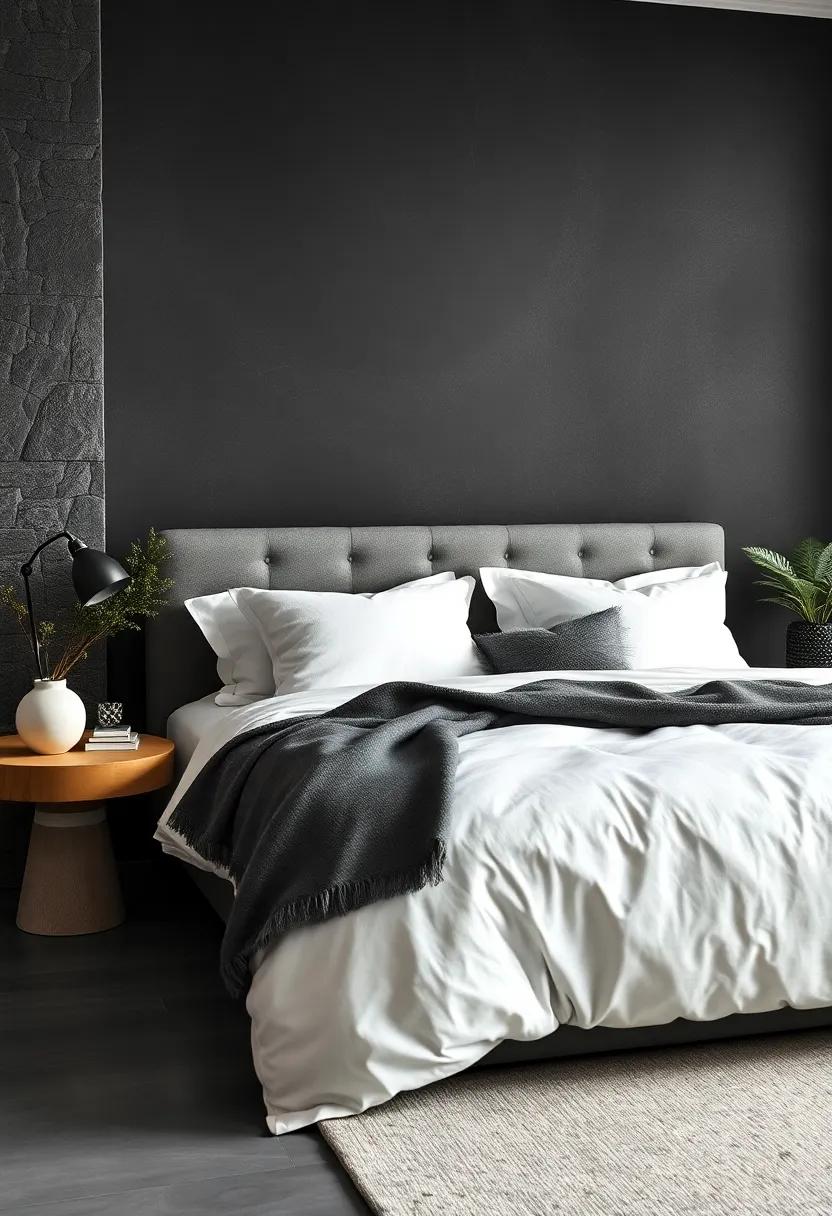 Crafting a Cozy Nook with Plush White Pillows Against a Moody Charcoal Accent Wall