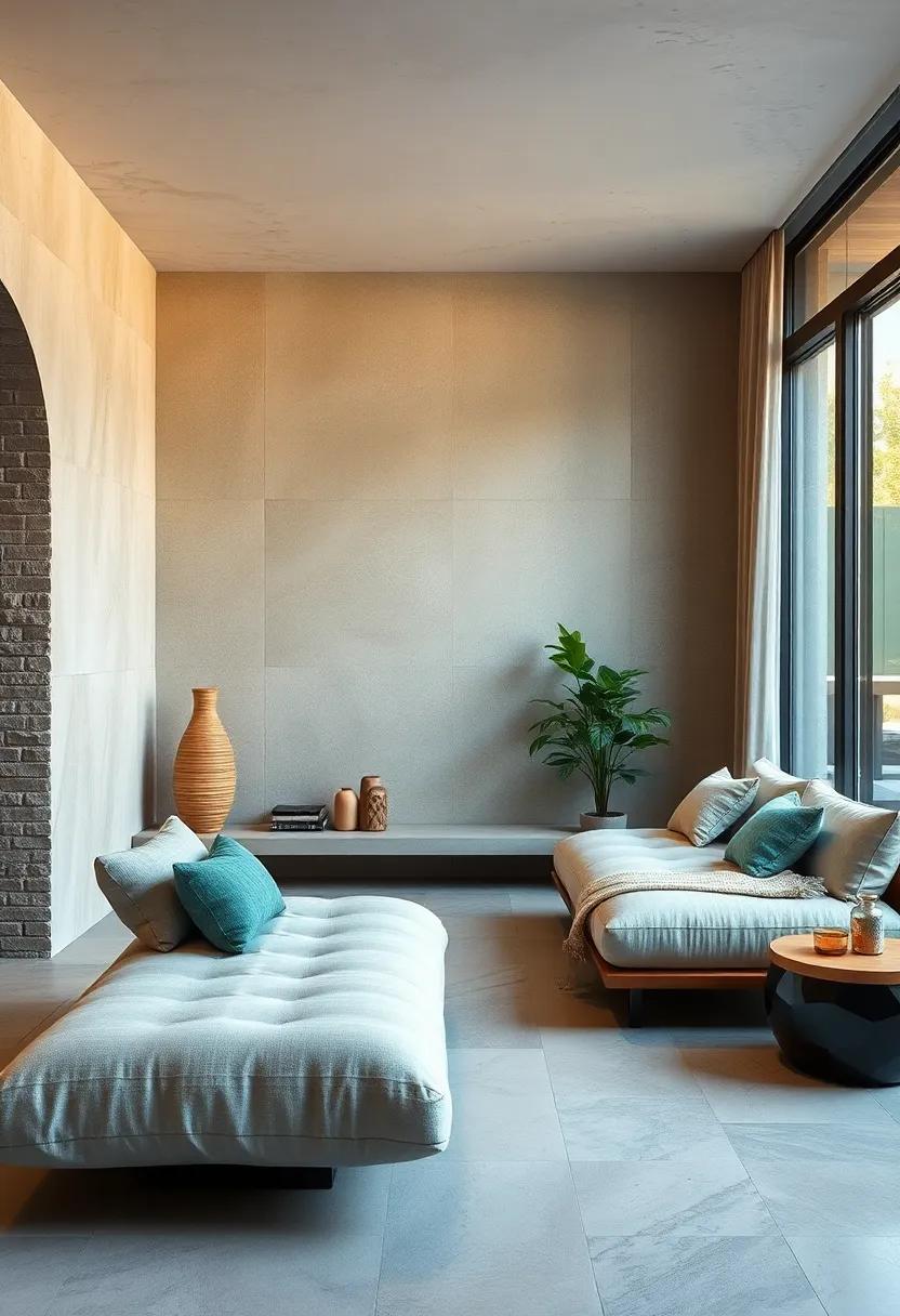 Contemporary Zen Corners Combining Natural Materials and Simple Chaise Lounge Silhouettes