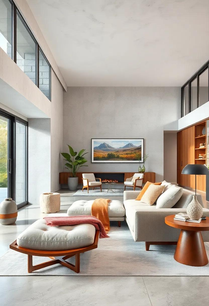 Mid Century Modern Inspiration with Organic Curves and Warm Teak Wood in Living Areas