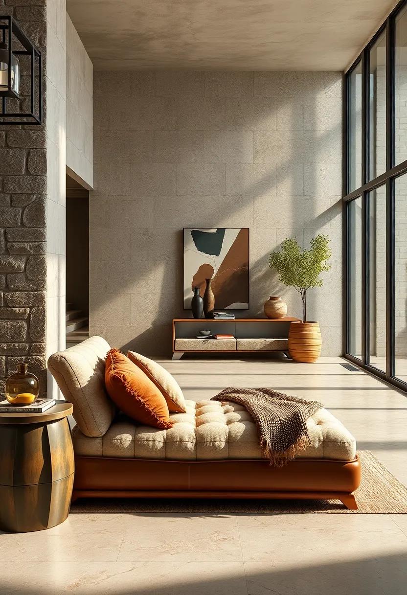 Rustic Retreats Incorporating Leather and Wool Textures for Cozy Chaise Lounges