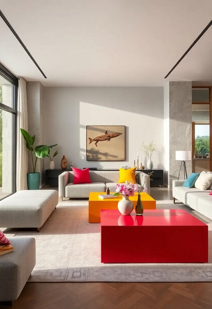 Bold Color Block Coffee Tables Adding Vibrant Accents and Modern Flair to Neutral Décor Schemes