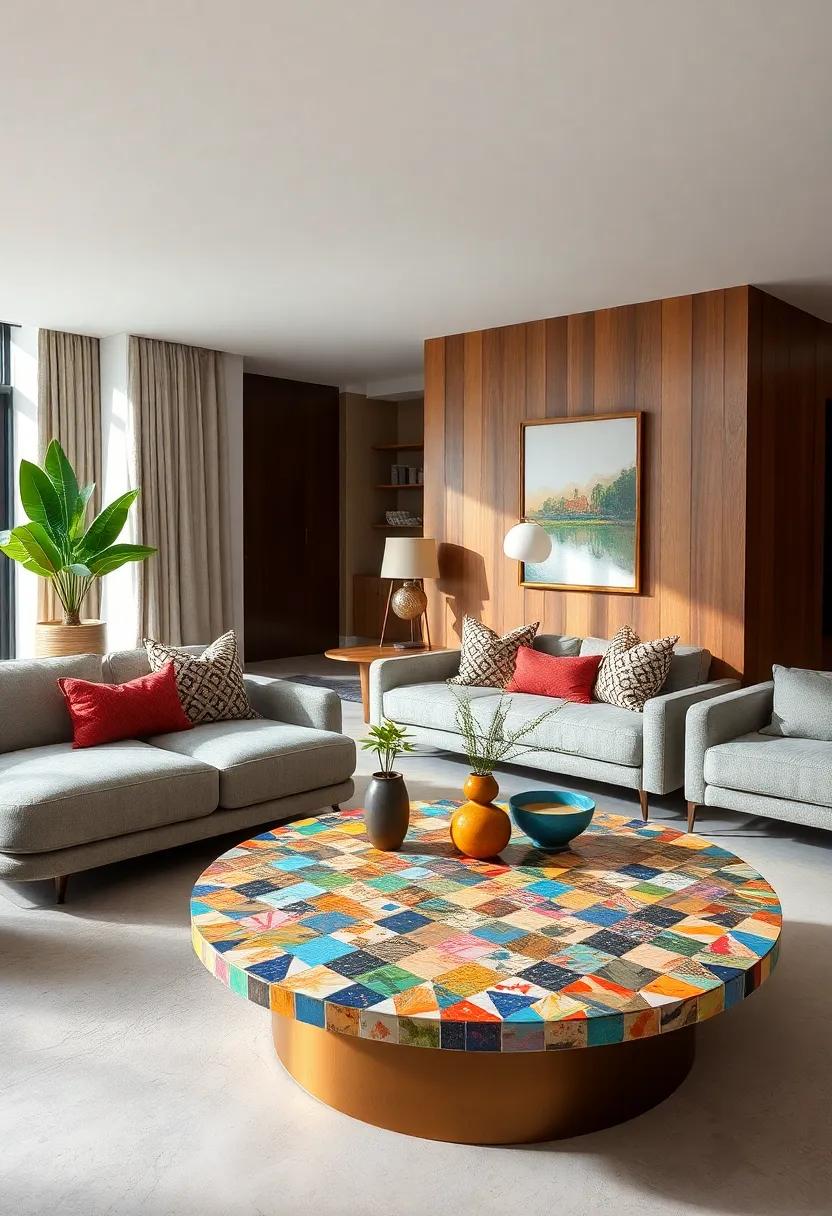 Colorful Mosaic Coffee Tables Bringing Playful Patterns and Artistic Vibes to Eclectic Living Rooms