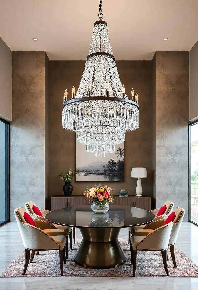 Delicate Murano Crystal Drops Cascading from an Intricately Forged Bronze Frame for Timeless Beauty