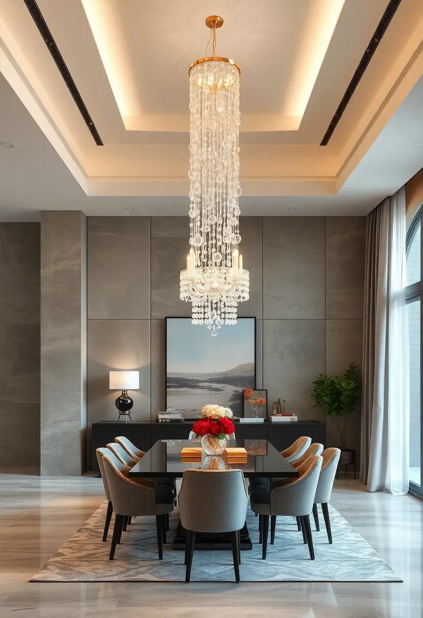 The Sparkling Symphony of Crystals Cascading in a Grand Dining Room Chandelier