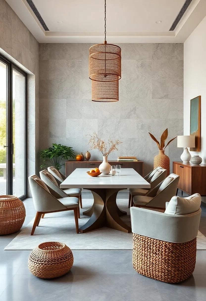 Exploring Layered Textures Through Woven Baskets and Smooth Marble Accents