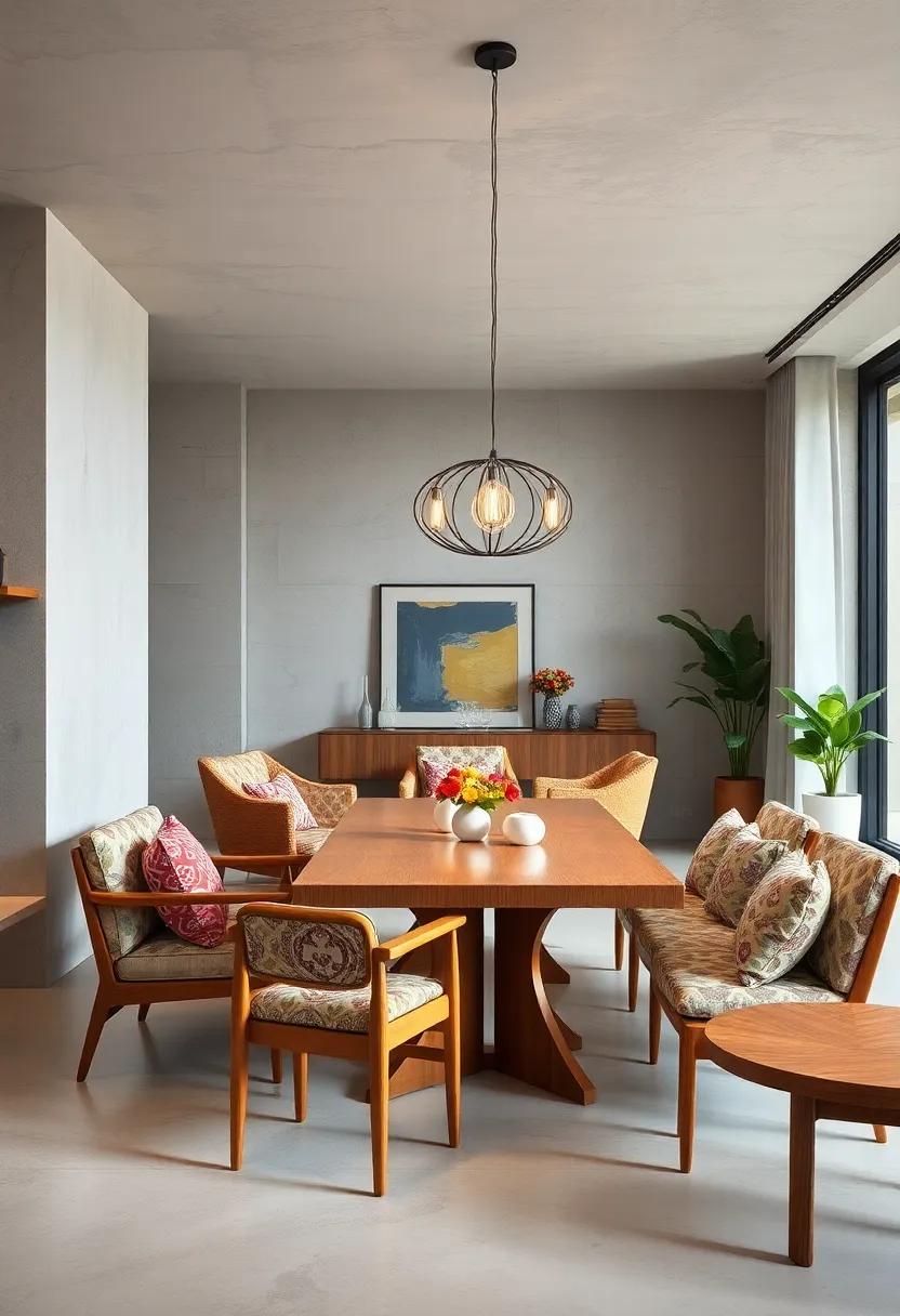 Incorporating Bold Patterns on Upholstery Alongside Simple Wooden Furniture