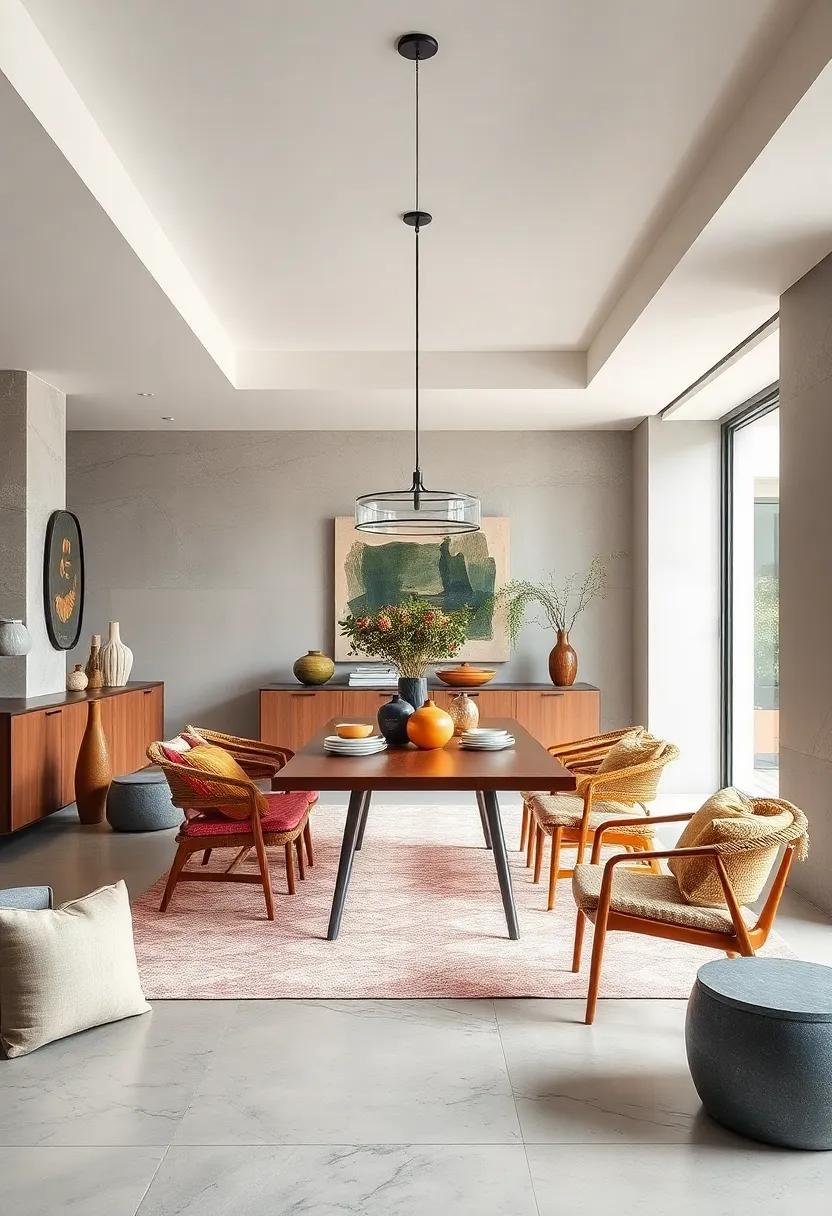 Mixing Vintage Ceramics and Modern Minimalism in the Dining Room Setting