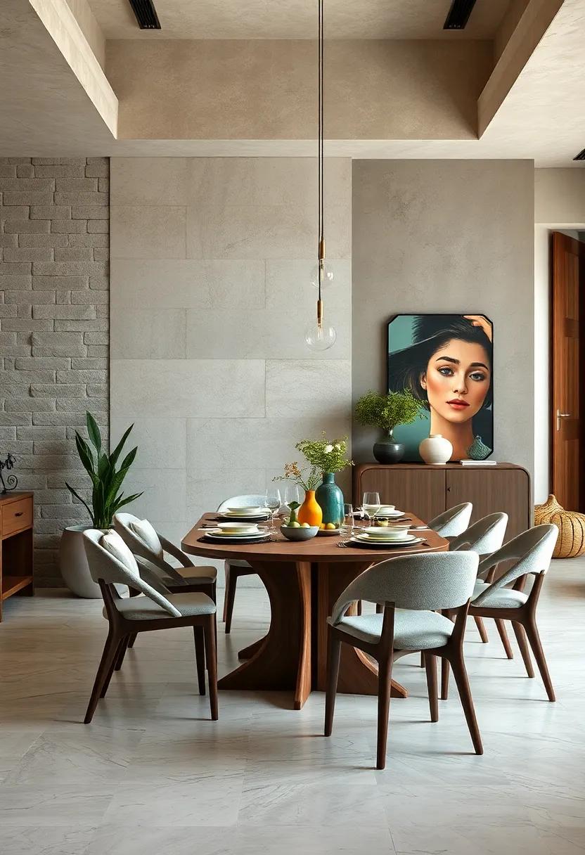 Unifying Ceramic Tableware Styles with Wooden Dining Sets for Visual Interest