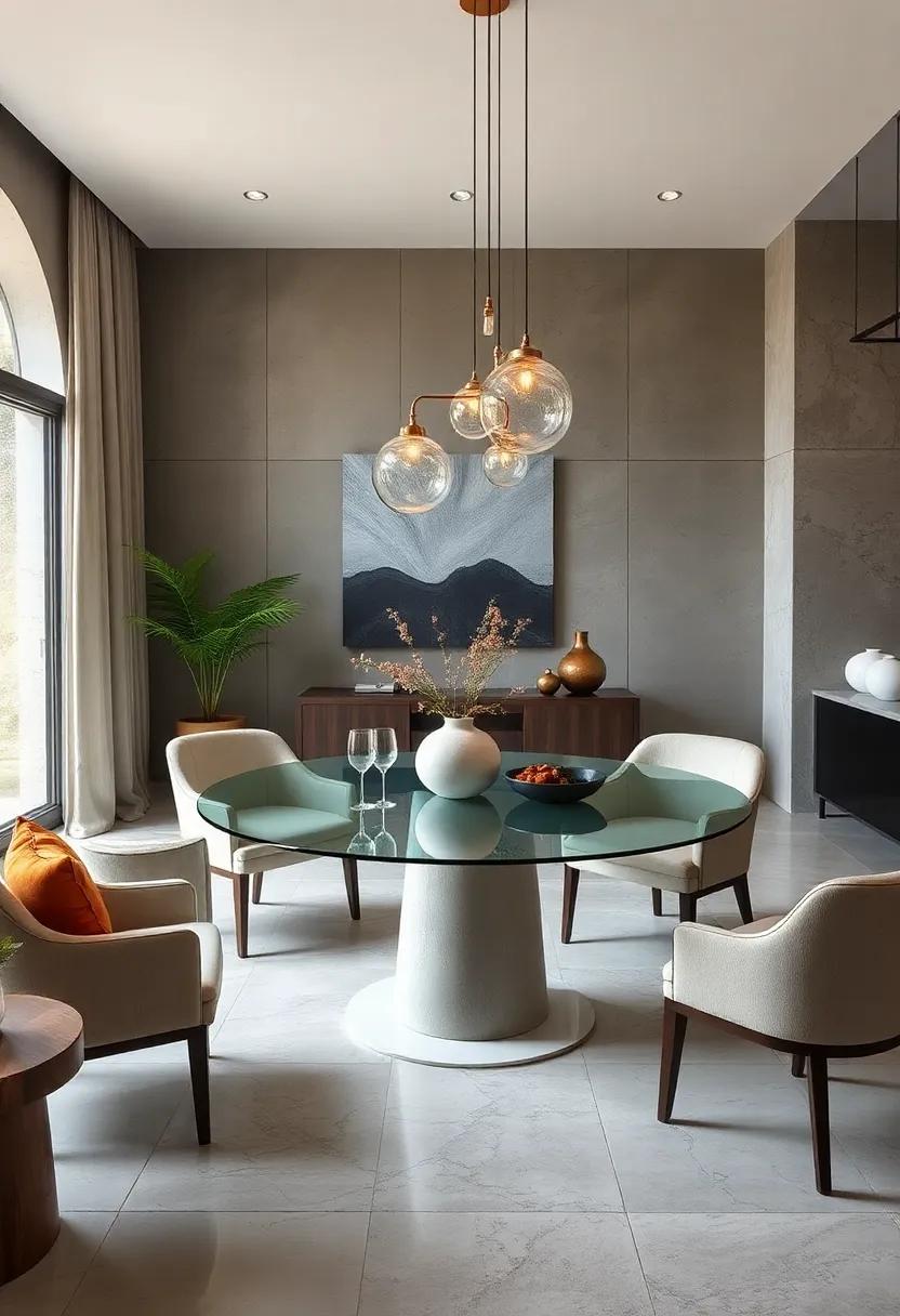 Sophisticated Glass-Top Round Tables Offering Transparency and Visual Lightness in Elegant Settings