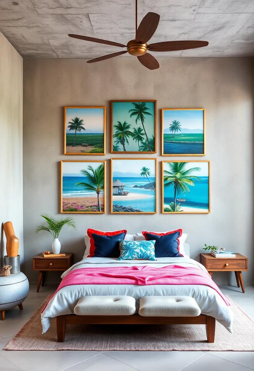 Create a gallery wall showcasing art inspired by tropical landscapes to evoke feelings of wanderlust every time you enter the ⁢room
