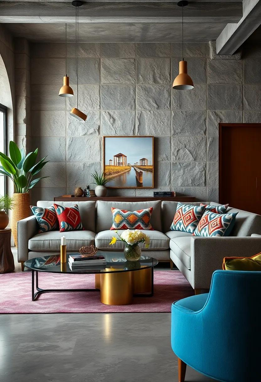 Bold Geometric Patterns on Throw Pillows Adding Unexpected Pops of Color and Personality to Sofas