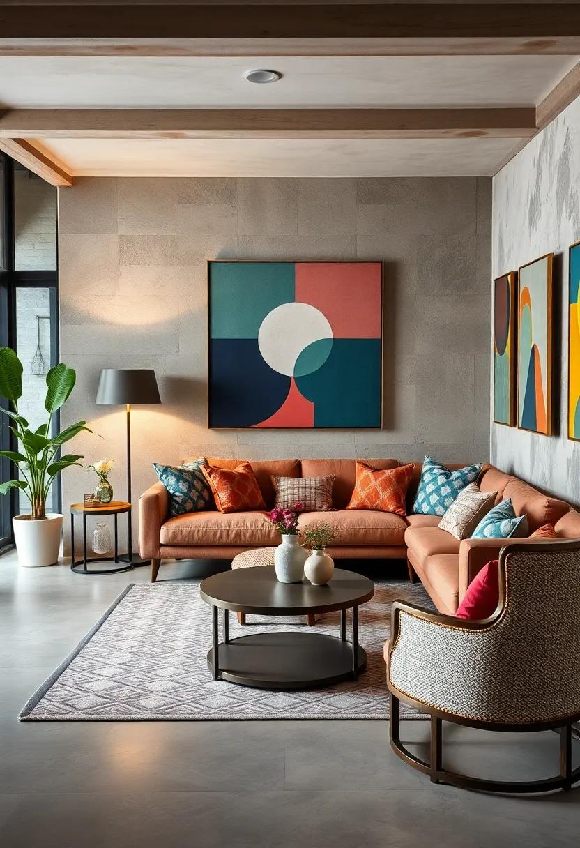 The Intersection of Vintage Eclectic Pieces and Contemporary Geometric Artworks in Interior Styling