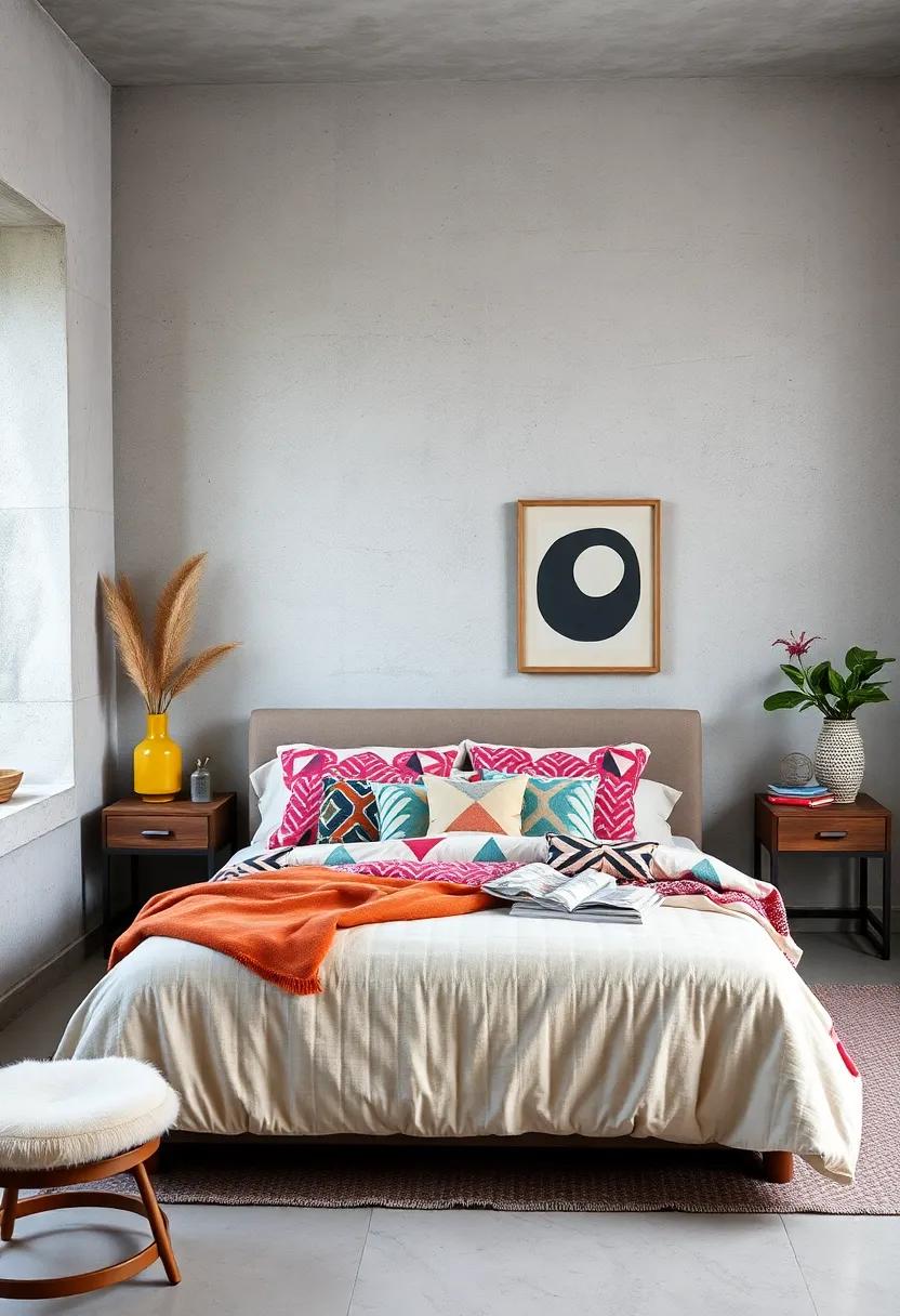 Layering Bold Geometric Prints on Eclectic Bed Linens for a Playful Yet Coherent Bedroom Look