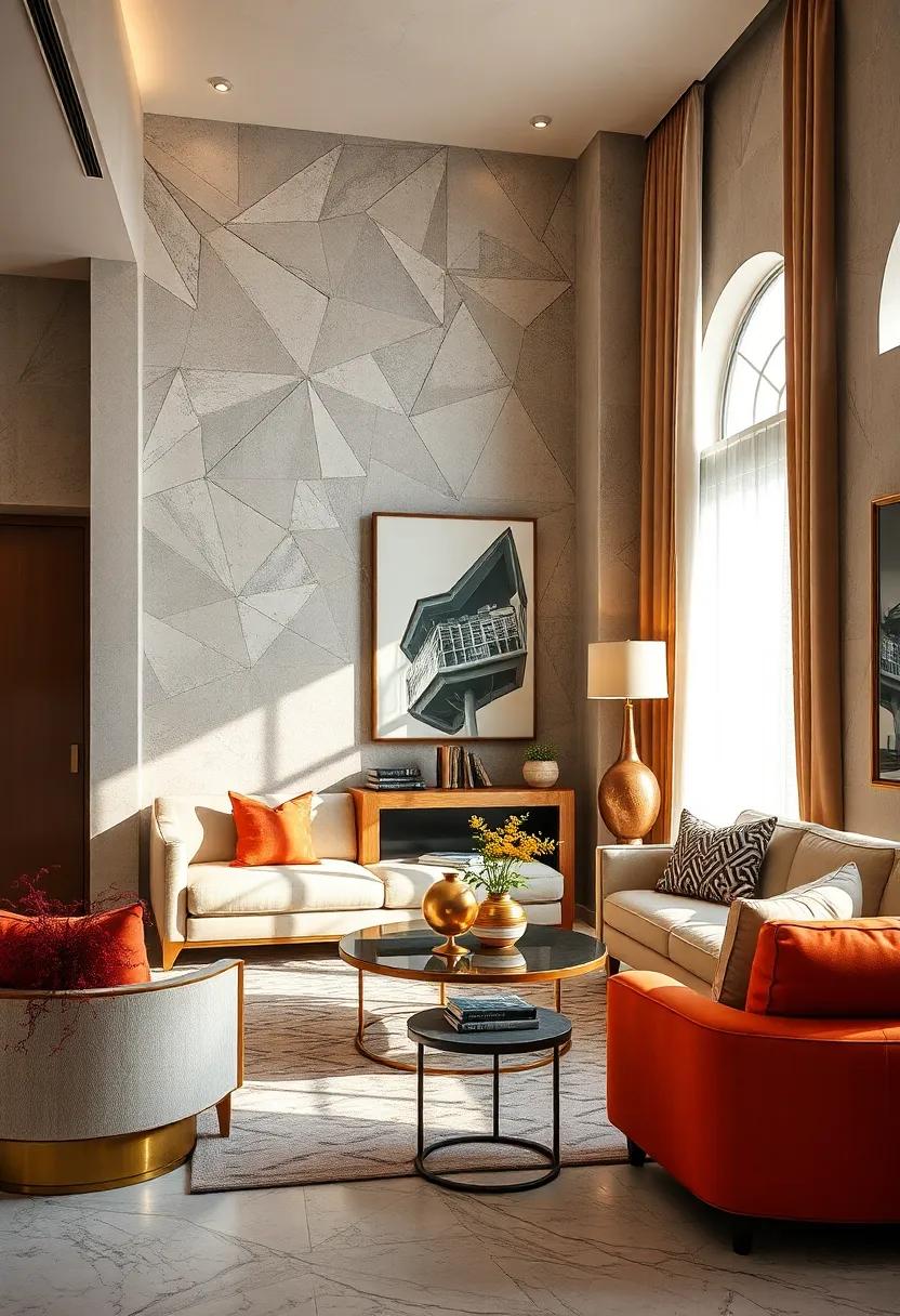Mixing Metallic Geometric Sculptures with Eclectic Elements for a Glamorous and Modern Ambience
