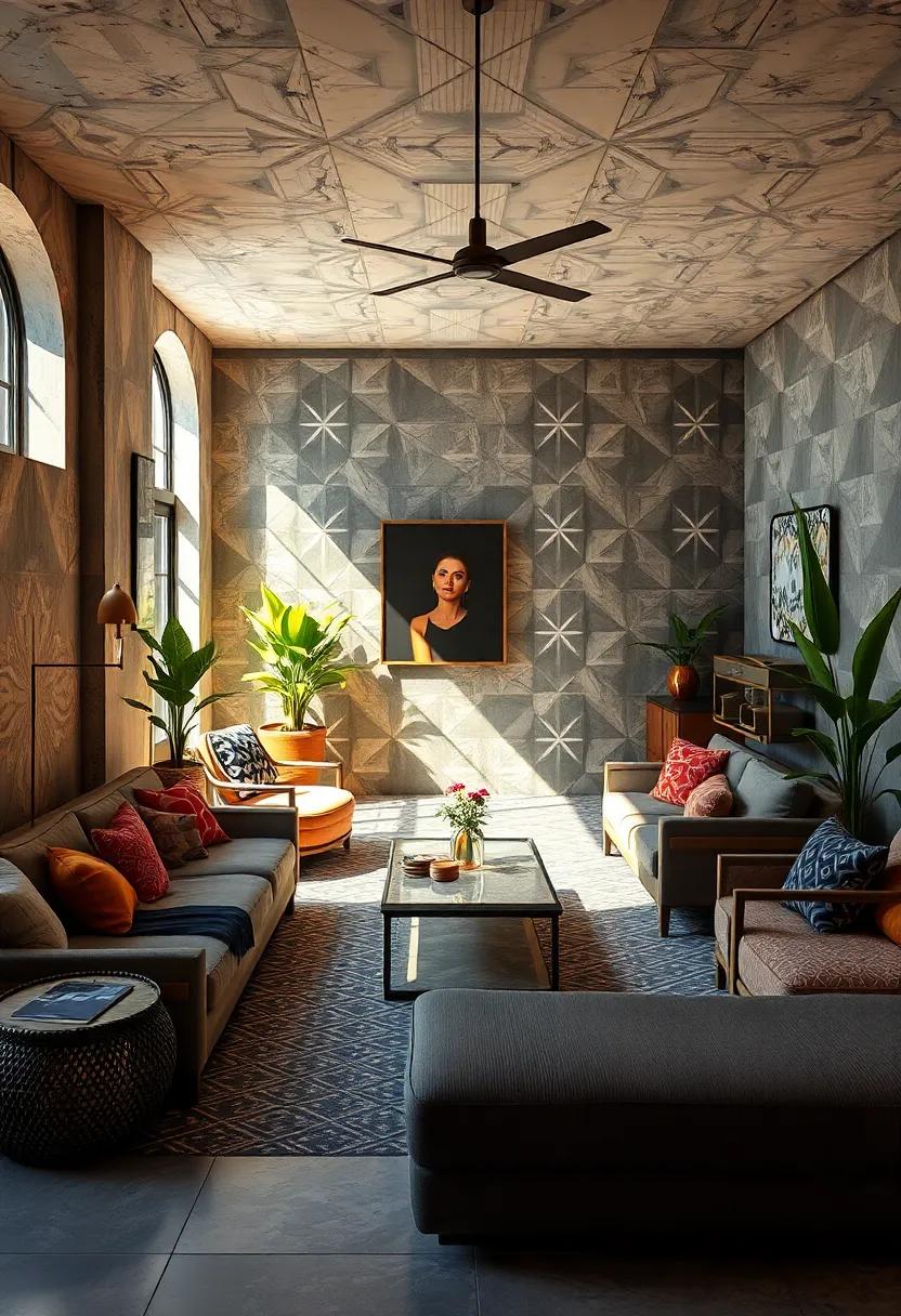 The Play of Light and Shadow on Geometric Patterns Illuminating Eclectic Decor Environments