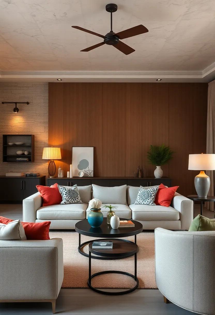 Layered Lighting Featuring Vintage Lamps and Modern Fixtures Enhancing an Eclectic Ambiance