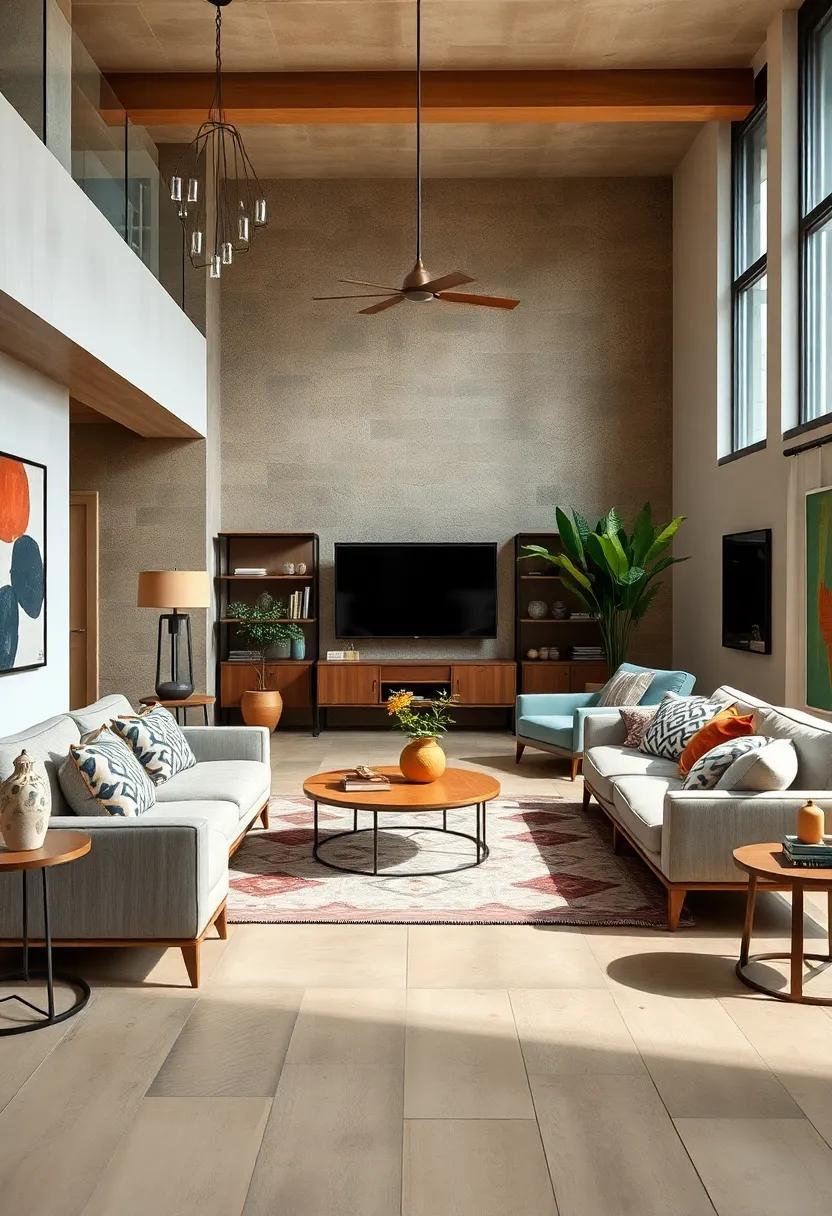 Earthy Natural Materials Paired with Bright Graphic Prints to Bring Eclectic Energy Indoors