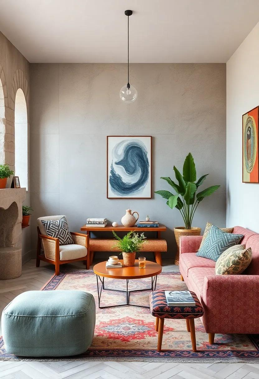 Cozy Reading Nook with Patterns and Textures from Different Cultures Blended Harmoniously