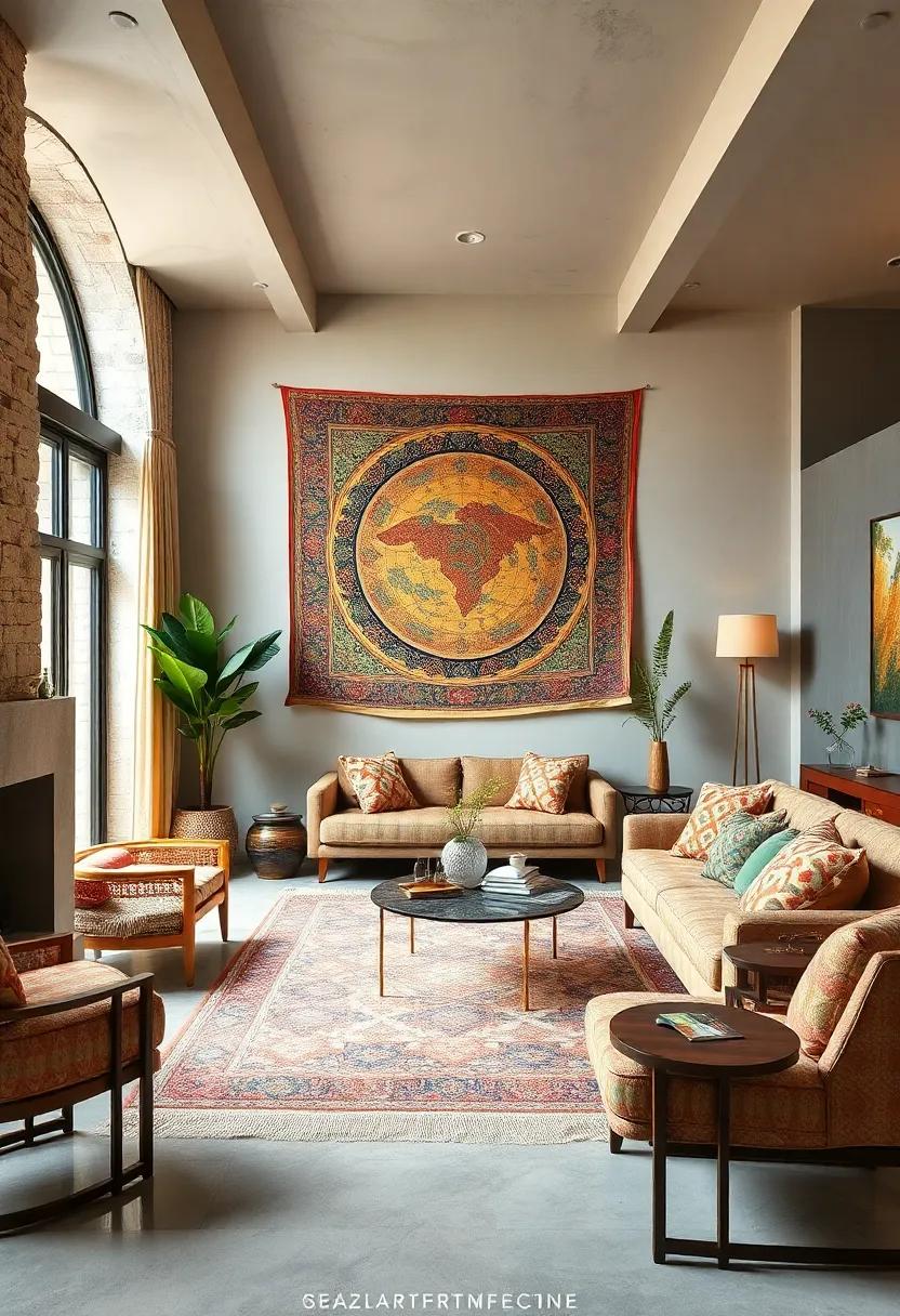Mixing Cultural Motifs in Tapestries and Furnishings to Craft a Cozy, Globally Influenced Space