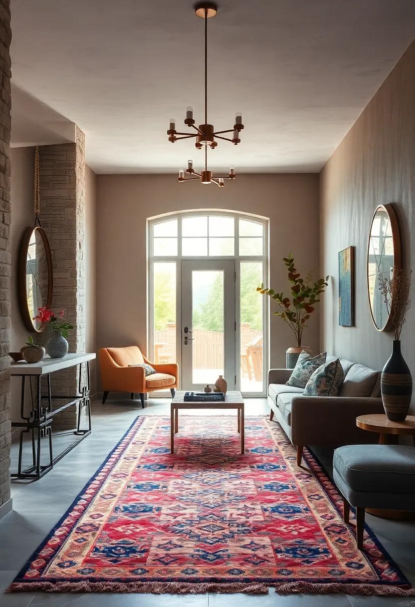 The Harmony Of Muted Palettes And Bold Rugs To Foster Calm Yet Inviting Entryways