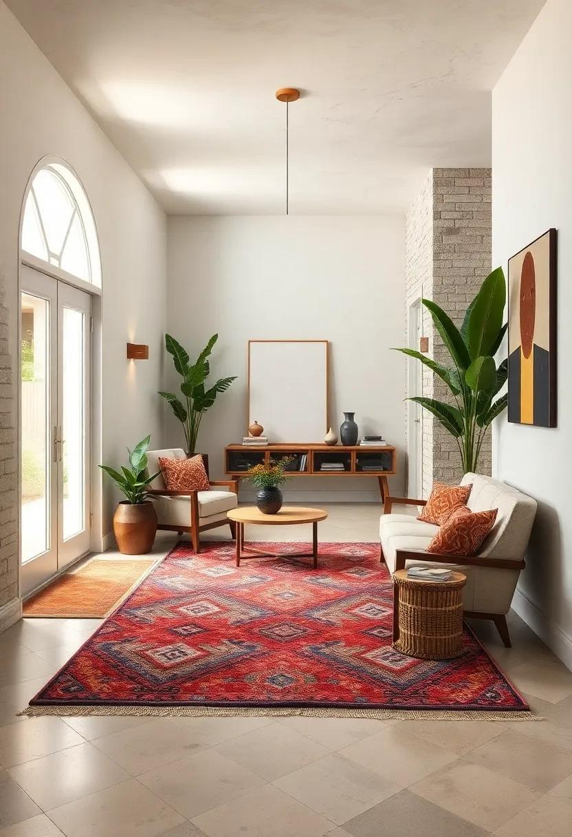 Juxtaposing Rough Textures With Soft Rugs To Add Intrigue To Eclectic Entryways