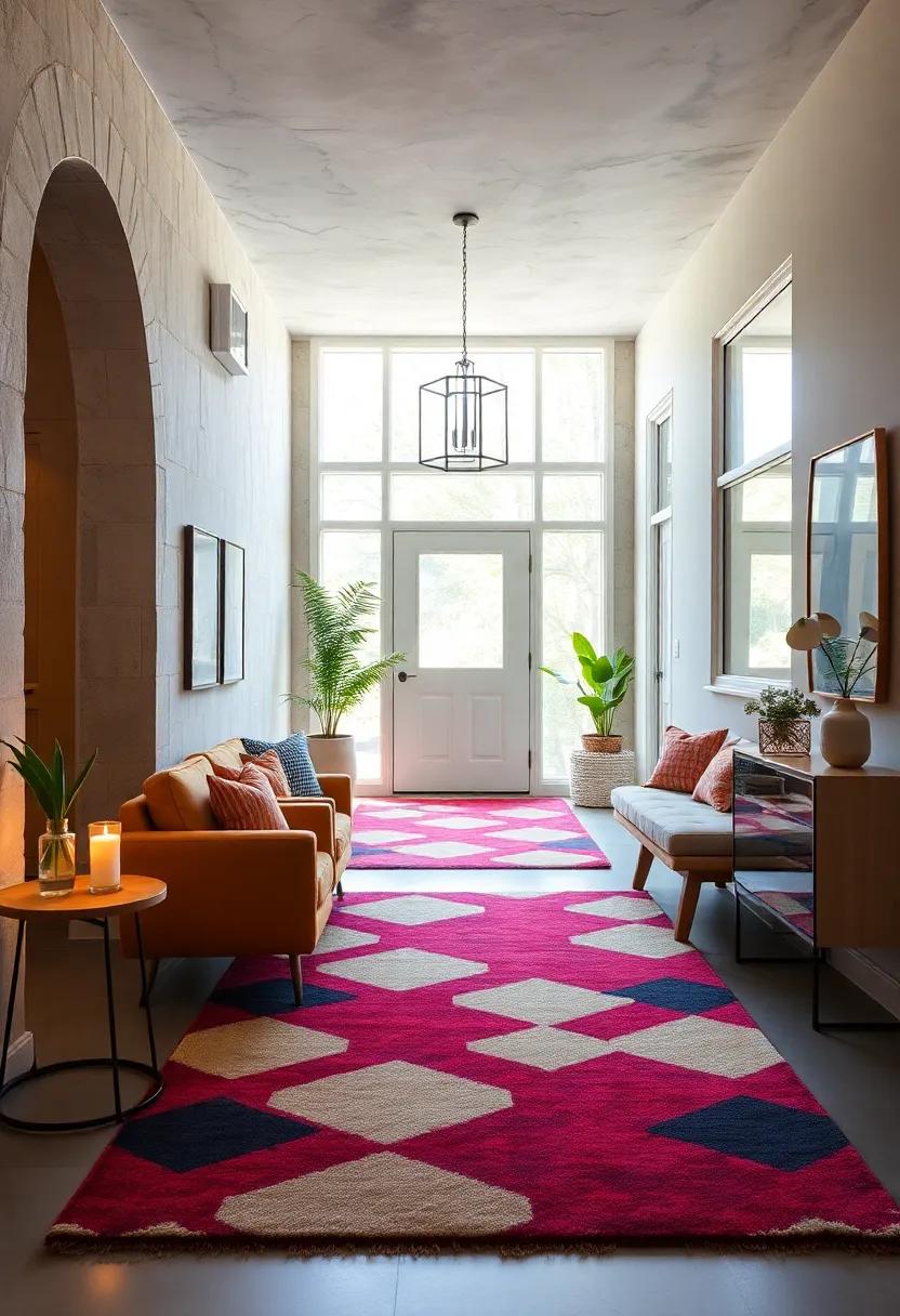 Scandinavian Minimalism Energized With Vibrant Geometric Rugs In Entryways