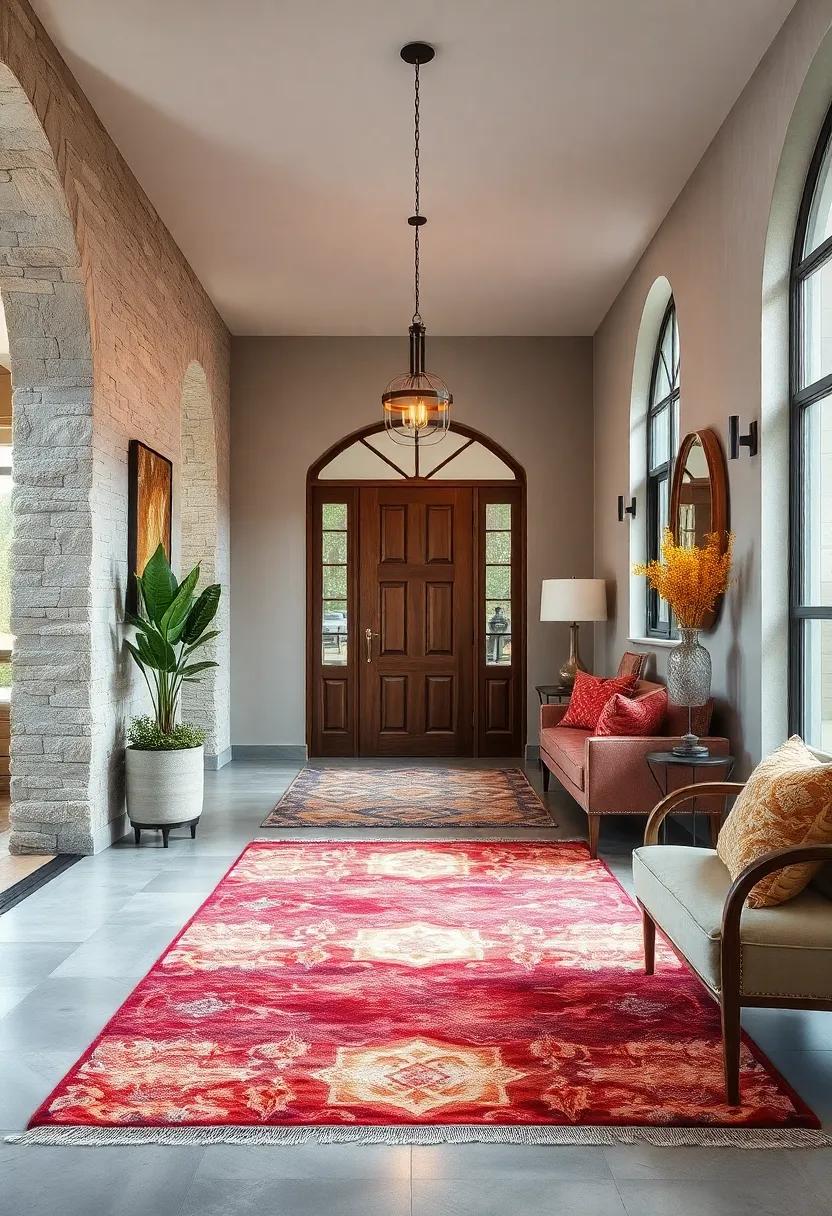 Splashes Of Metallic Hues On Statement Rugs Bringing Elegance To Eclectic Entrances