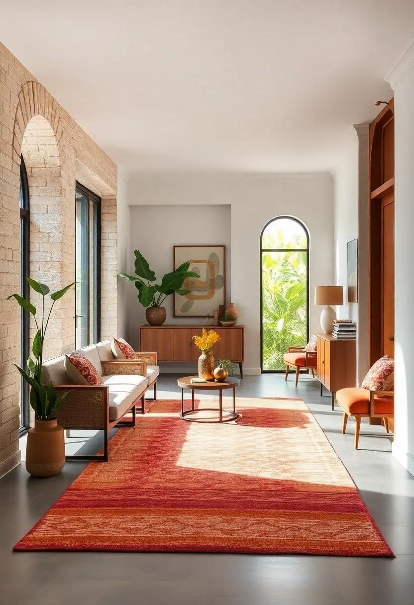 Subtle Rug Gradients Creating Depth And Interest In Eclectic Entryway Layouts