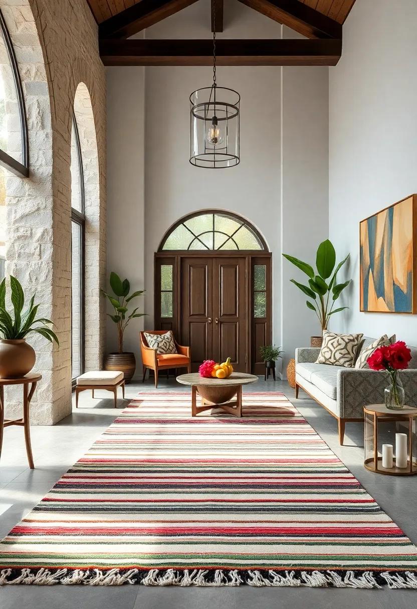 The Visual Rhythm Of Stripes And Patterns In Statement Rugs To Energize Entryway Spaces