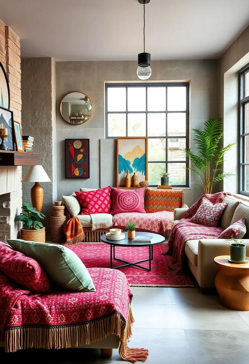 Eclectic Living Spaces Where Bold Throw Blanket Patterns Spark Visual Interest and Comfort