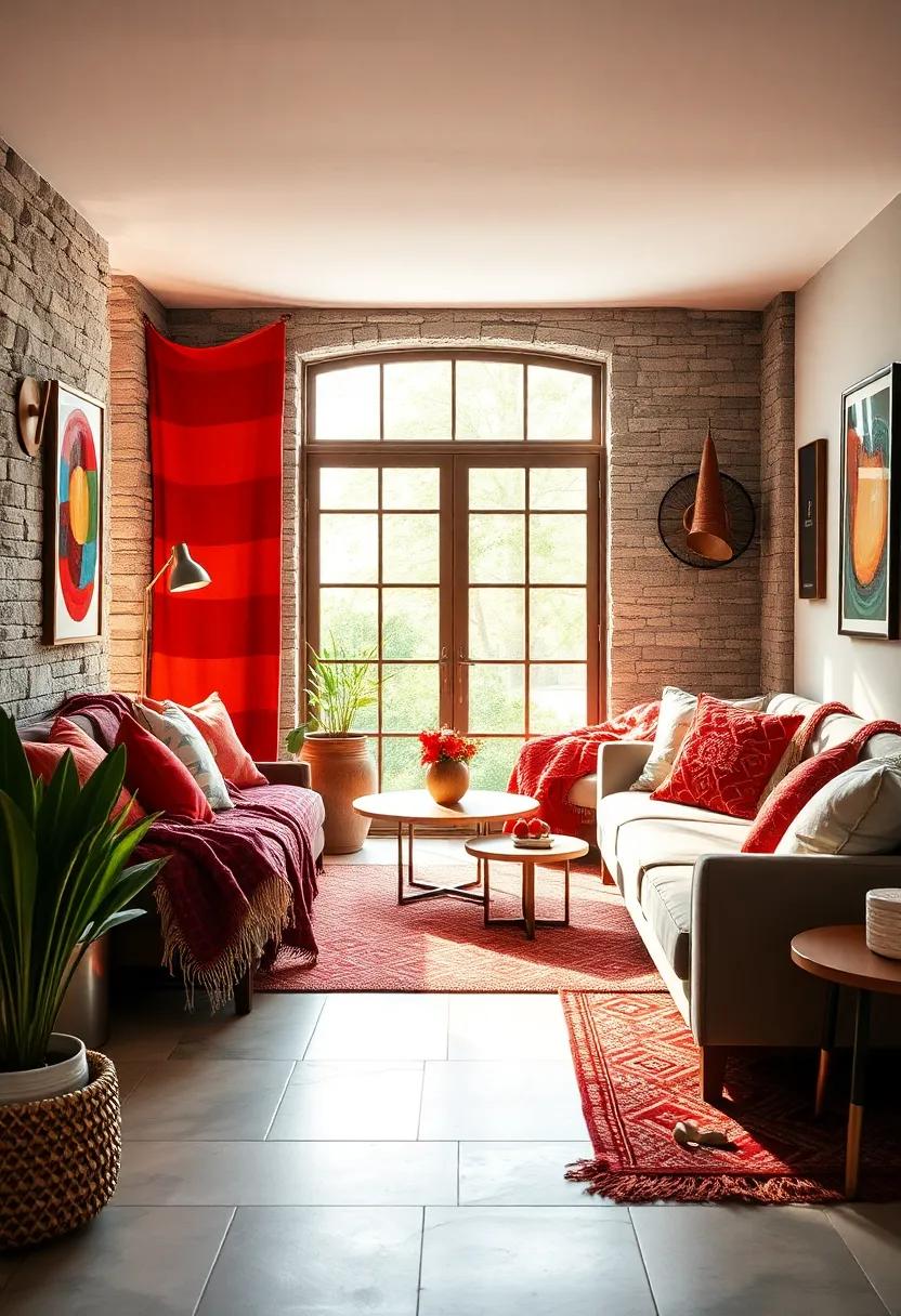 Cozy Alcoves Highlighted by Bold Throw Blankets Creating a Visual Symphony of Color and Texture