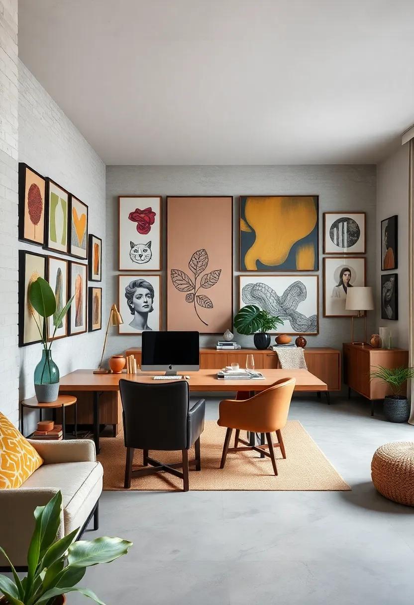 Delicate Balance of Large Statement Pieces Contrasted with Small Intricate Artworks to Avoid Visual Overwhelm