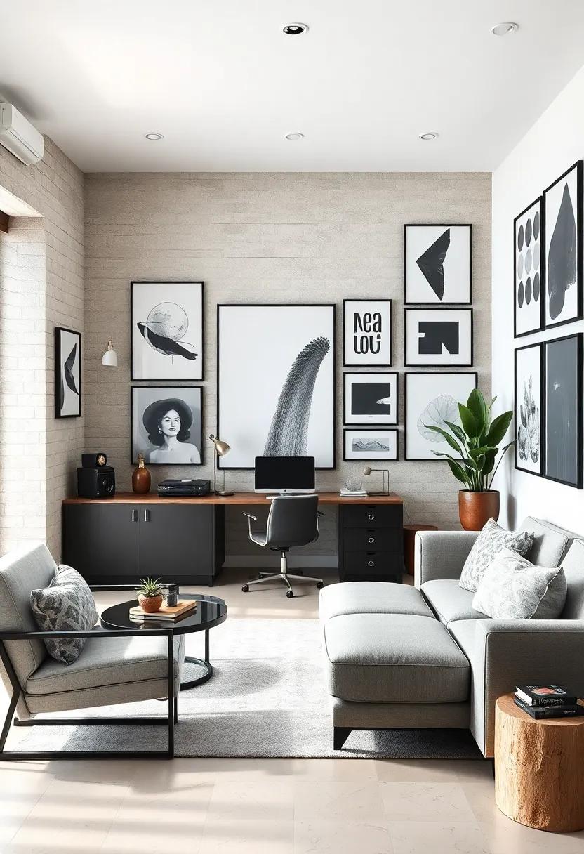 Cohesive Use of Warm Earth Tones in Typographic Posters and Inspirational Quotes Across Gallery Walls